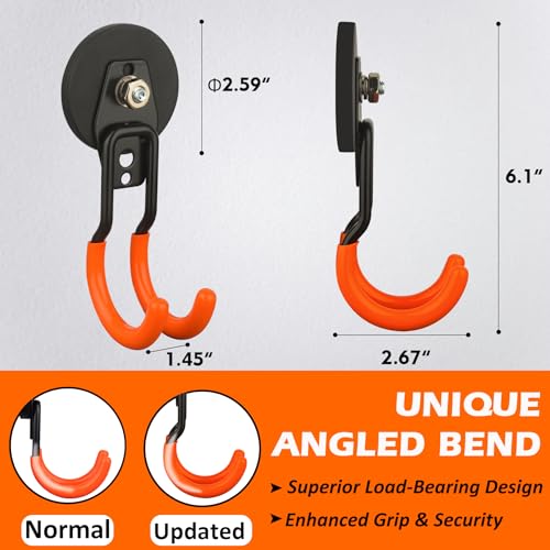 MUTUACTOR Updated Strong Magnet Hooks,20lbs Anti-Scratch Heavy Duty Magnetic Garage Hooks,2PCS Double Storage J-Hooks with Magnetic for Organizing Garden Hose Electric Cables Shovels - style: Updated 2.6in Magnet J Red Hooks 2PCS