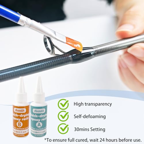 Aventik Fishing Rod Repair Kit Complete with Fishing Rod Gudies and Tips,Rod Building Supplies for Spinning/Casting Rod