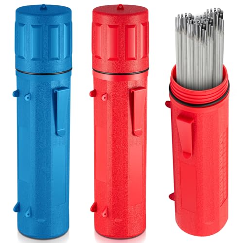 Zonon 2 Pcs Welding Rod Storage Tube 14 Inch Stick Electrode Storage Container Airproof Waterproof Canister (holds 350mm / 13.7in Rods)(Red and Blue) - color: Red and Blue