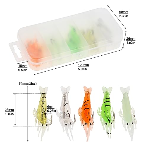 15pcs Shrimp Bait Hooks, Soft Fishing Lure Soft Bait, Soft Prawn Fishing Lures - color: Multi-color