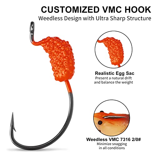 TRUSCEND Duramax Pre-Rigged Fishing Lures with BKK Jig Hooks, 10X Tear-Resistant TPE Soft Swimbaits for Bass Striper Trout Crappie Walleye Grouper, Lifelike Fishing Baits for Saltwater and Freshwater - color: B1-3"-0.75oz