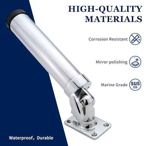 SHENGHUISS Fishing Rod Holder for Boat,360 Degree Stainless Steel Adjustable Fishing Pole Holder,Marine Grade Deck Mount/Rail Mount Rod Holder for Fishing Boat - style: Flat Mount