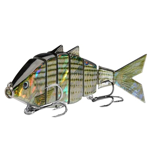 BASSDASH Bone Swimbait Multi Jointed Hard Fishing Lure for Bass Trout Bluegill Pike with Angled Cut Segments - color: Striper