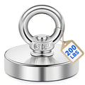 DIYMAG Strong Neodymium Fishing Magnets, 200 Lbs(91 KG) Pulling Force Rare Earth Magnet with Countersunk Hole Eyebolt Diameter 1.73 inch(44 mm) for Retrieving in River and Magnetic - size: 44mm