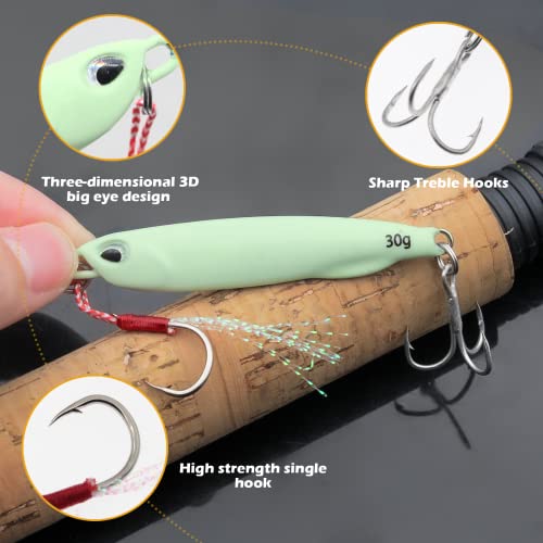 Fishing Jigs Metal Fishing Spoons Lures, Blade Bait Spinner Long Casting Jigging Spoon Lure Vertical Hard VIB Swimbait for Walleye Bass Trout Freshwater & Saltwater - color: A-5pcs luminous 0.35/0.53/0.7/1.06/1.4oz
