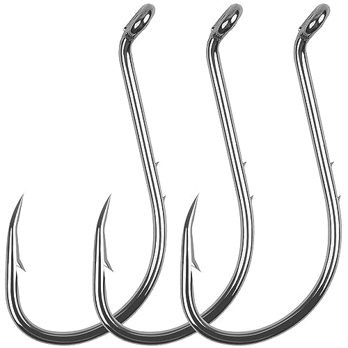 Octopus Baitholder Fishing Hooks, 120pcs Double Barbed High Carbon Steel Offset Circle Hooks Extra Sharp Bait Holder Live Bait Fish Hooks for Bass Catfish Walleye Freshwater Saltwater - size: 2/0-120PCS