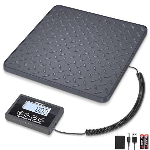THINKSCALE Shipping Scale 440lb, 10g High Accuracy Postal Scale Packages, Integrated One-Piece Platform, Small Business & Warehouse, Battery & AC Adapter Included - color: Plastic Gray