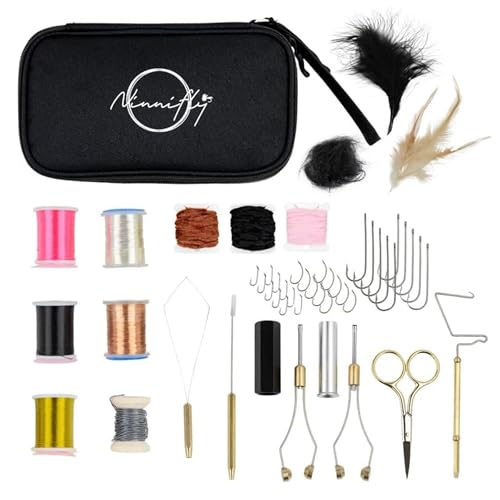 Fly Tying Kit for Beginners - Fly Tying Materials Kit w/Over 100 Tool Pieces/with Travel Case - All-in-ONE Beginner Starter Kit with Instructions