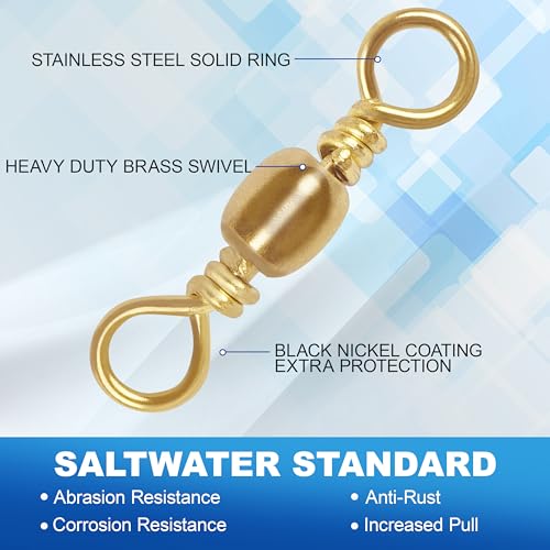 Fishing Barrel Swivels 50 100PCS Saltwater Freshwater Swivels Fish Tackle Accessories Fishing Line Connector High Strength Stainless Steel Solid Ring Rolling Fish Swivel - size: 2#, style: 50PCS