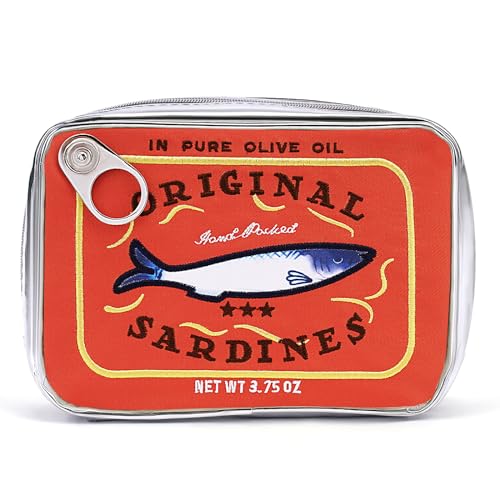 Cessfle Canned Sardines Makeup Bag, Funny Sardine Tin Fish Cosmetic Bag, Creative Cute Makeup Bag Kawaii Pencil Case Pouch, Coquette Make up Pouch for Women - color: Orange