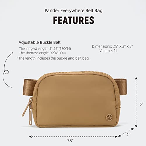 Pander Two Way Zipper Fanny Pack Nylon Everywhere Belt Bag for Women, Water Repellent Waist Packs, Crossbody Bags with Adjustable Strap (Caramel Brown). - color: Caramel Brown