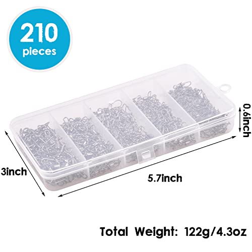 Rolling Barrel Swivel Snaps, 210pcs With Nice Snaps High Strength Copper and Stainless Steel Fishing Line Connector Tackle Kit for Saltwater Freshwater