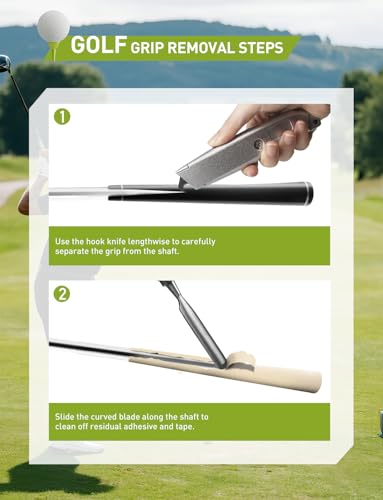 Golf Grip Tape Removal Tool Kit, Grip Remover Saver Perfect for Regripping Graphite and Golf Club Steel Shafts