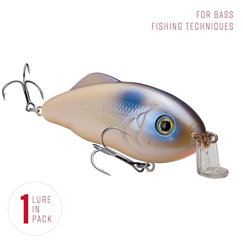 Strike King Hybrid Hunter Shallow Jr. Fishing Lure, Shallow Diving Crankbait, 90-Degree Bill, 3D Eyes, Loud Rattle, Dives 1 to 3-Feet,Size 4 & 6 Treble Hooks - color: Oyster, size: 1 oz
