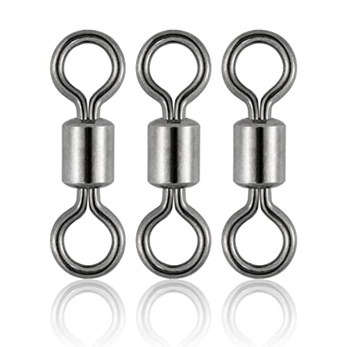 Dr.Fish 50 Pack Fishing Micro Swivels Fly Fishing Rolling Barrel Black Nickel Swivels High Strength Solid Rings Hook line Connector - size: 6mm(6.6LB)-50pk