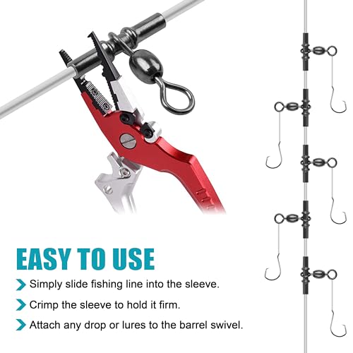 OROOTL Fishing Cross Line 3 Way Swivel, 60pcs T-Shape Sleeve Swivels for Deep Drop Rigs Heavy Duty Crossline Crane Swivel Connecter Saltwater Fishing Tackle - size: 3/0-60PCS