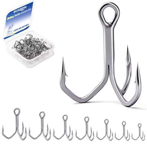 12/50PCS Fishing Treble Hooks for Saltwater Freshwater Fishing Hooks with 3X Strong Replacement Hardbait Size 1/0#1#2#4#6#8#10 - size: #1-12PCS