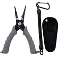 Fishing Pliers, Stainless Steel Fishing Tools, Saltwater Resistant Fishing Gear, Tungsten Carbide Cutters, Split Ring Pliers, Hook Remover with Coiled Lanyard and Sheath - color: Grey - 6" Split Ring Nose