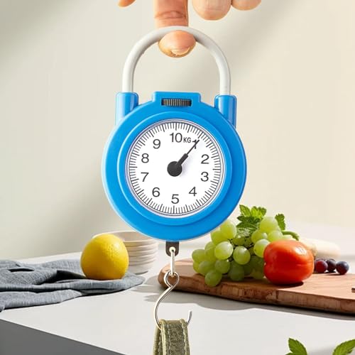 Haofy Handheld Scale, Fishing Hanging Scale Mechanical Kitchen and Fish Fishing Scale Multi Purpose Portable Hand Held Dial Weight Scale - color: Blue