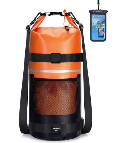 ECOHUB Waterproof Dry Bag for Women Men, 5L/10L/20L Roll Top Lightweight Dry Storage Bag Backpack for Travel Kayaking Hiking Floating with Waterproof Phone Case,Orange - color: Orange, size: 20L
