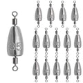 15Pcs Fishing Weights Sinkers Inline Trolling Fishing Weights with Inner Swivels Bullet Sinkers Fishing Weights for Saltwater Freshwater Fishing - size: 1/8oz