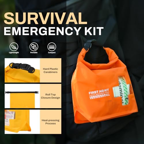 RHINO RESCUE Waterproof Boat First Aid Kit, Lightweight Boat Accessories Dry Bag, Emergency Marine Survival Supplies for Outdoor Kayak, Fishing, Floating, Swimming, Beach & Camping (Red) - color: Red