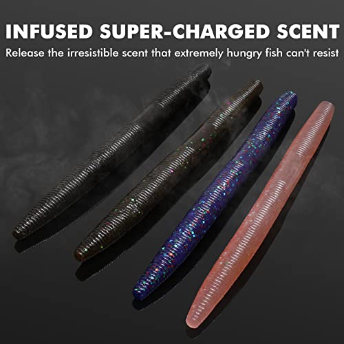 GOTOUR Pre-Rigged Soft Fishing Lures with Weedless Hook, Lifelike Paddle Tail Swimbaits for Bass Fishing, Freshwater & Saltwater Fishing Bait, Fishing Tackle for Bass, Pike, Trout, and Walleye - color: E2-5"-0.35oz-24pcs