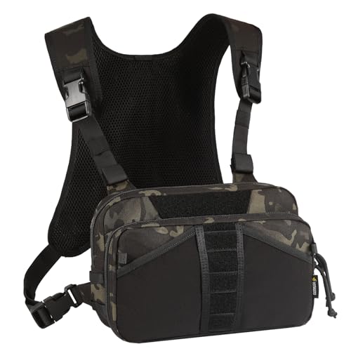 VOTAGOO GEAR Fishing Chest Pack, Fly Fishing Bag for Men and Women, Tackle and Fly Boxes Storage Pack, Hunting Binocular Pack - color: Dark Camo