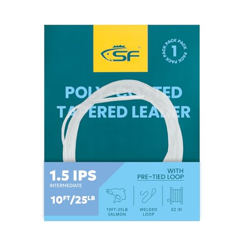 SF Fly Fishing Polyleader Monofilament Core Leader Line Fly Line for 7' Trout and 10' Salmon Poly Leader 7FT/10FT Float Hover Intermediate 3/5/7IPS - color: Clear, size: Salmon 10FT-Intermediate
