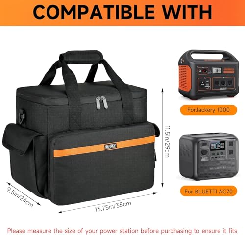 LEFOR·Z Carrying Case Compatible with Jackery Explorer 1000/ECOFLOW River Max/Bluetti EB70S/GRECELL T1000 Portable Power Station,Travel Storage Bag for Charging Cable and Accessories(Bag Only) | Portable Power Station Travel Bag Fits for ECOFLOW River Max