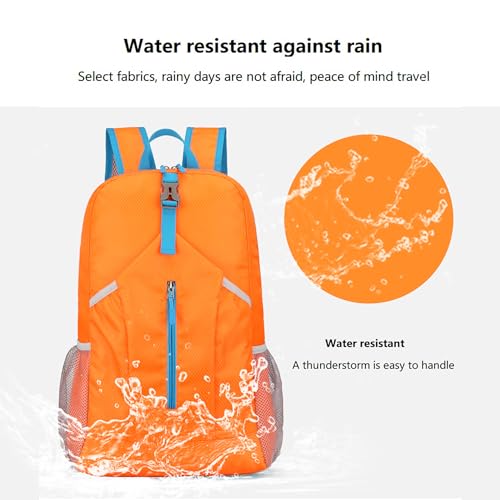 levayhill 25L Foldable Hiking Backpack,Small Packable Daypack, Orange | Lightweight Collapsible Bag,Water Repellent Travel Basic-Daypack,Men Women Camping Cycling Rucksack Outdoor Back Pack - color: Orange