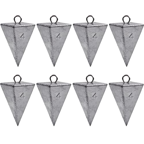 Pyramid Sinkers Fishing Weights Saltwater Pyramid Weights for Surf Fishing Gear Tackle 1oz 2oz 3oz 4oz 5oz 6oz 8oz - style: 4 Ounce, 8 Pack