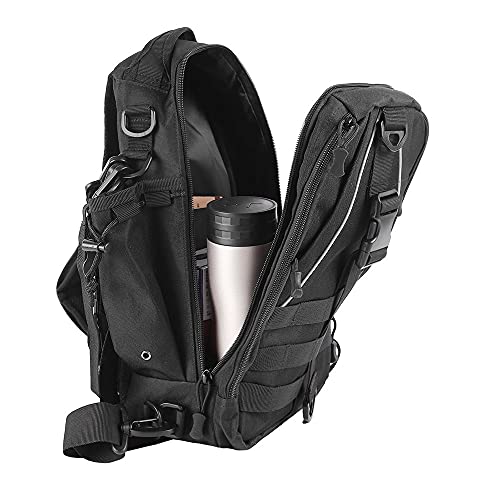 ACEXIER Tactical Chest Bag Camping Multi-Color Shoulder Sling Bag Fishing Hiking Backpack Outdoor Rucksack - color: Black