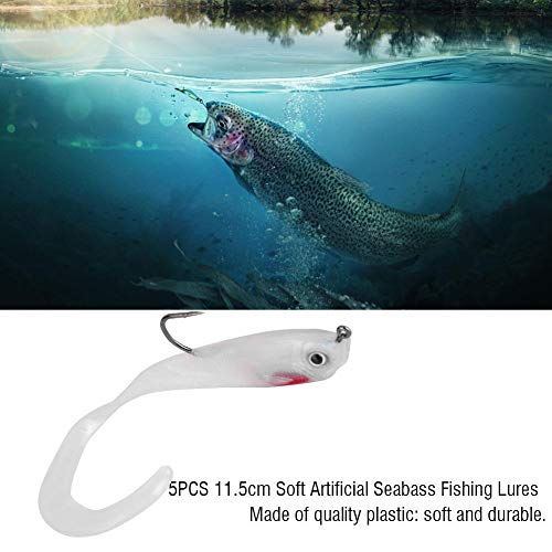 Soft Fishing Lures, 5Pcs Artificial Soft Baits Jig Head Soft Swimbaits with Hook for Saltwater/Freshwater Fishing - color: SO050-2
