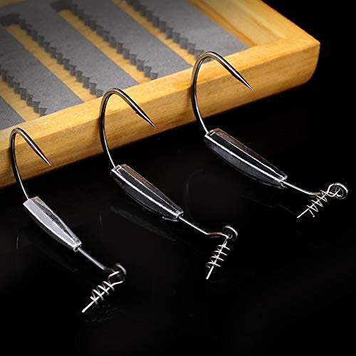 Weighted-Swimbait-Hooks-Jig-Heads-Soft Plastic Worm Fishing Hooks 3/0 4/0 5/0 6 Pack - size: Size 3/0,1/8oz 3.5g, 6-pack