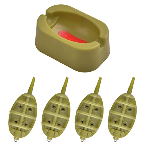 Carp Fishing Method Feeders Set,4pcs Inline Method Feeders with 1pc Quick Release Mould Bait Holder Tool Carp Fishing Tackle Accessories - color: Set(15g,20g,25g,35g)