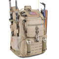Bagenerous 39L Fishing Tackle Backpack with Rod Holders & Cooler,Water-resistant Fishing Gear Storage Bag with Protective Rain Cover,Khaki - color: Khaki
