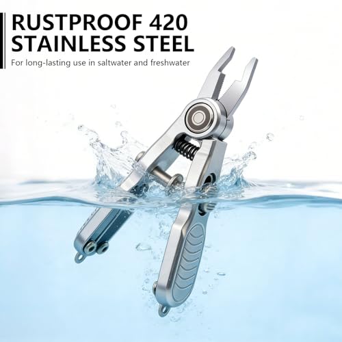 Multifunctional Fishing Line Cutters – Fly Fishing Nippers with Retractors, 420 Stainless Steel Knot Tying Tool and Braided Line Scissors Clippers, Rustproof Fishing Gear Gifts for Men