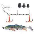9KM DWLIFE Stinger Hooks Stinger Rig Treble Hooks with Sinker Weight Soft Bait Swimbait Predator Fishing Rig with Straight/Angled Threaded Needle for Pike, Walleye, Musky, Ice Fishing & Dead Bait - size: 1/0#, style: Angled Threaded Needle
