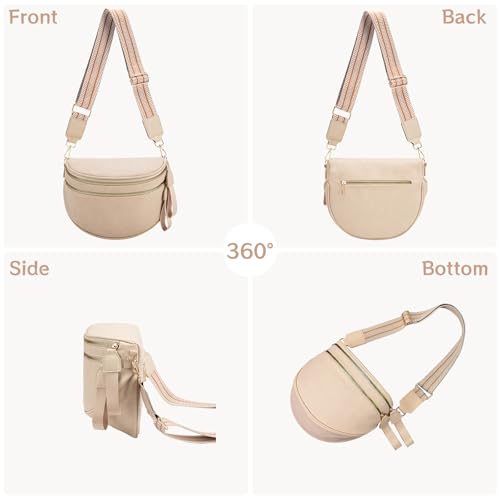 oscaurt Leather Crossbody Bag Bum Bag for Women Large Sling Bag Cross Body Purse Shoulder Handbag Fanny Pack - color: Apricot, size: Medium