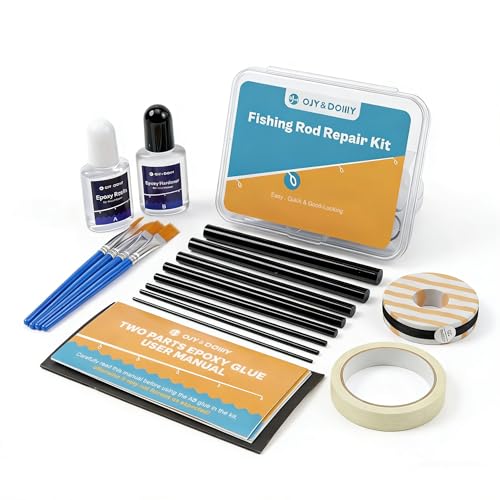 Fishing Rod Repair Kit Complete,Full Supplies with Glue for Freshwater & Saltwater Broken Fishing Pole Repair with Carbon Fiber Sticks,Rod Building Epoxy Finish - color: Inserts-Kit