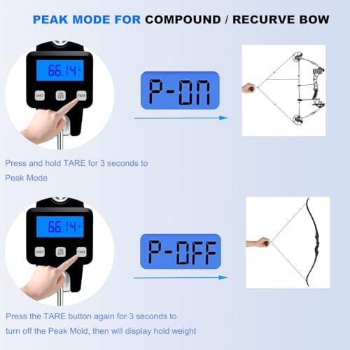 660 lbs/ 300kg Archery Bow Scale Hanging Handheld Scale Multifunctional Digital Tune Scale Peak Weight/Hold Weight for Recurve/Compound Bow (Black)