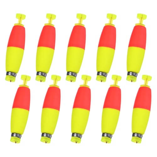 M METERXITY Pack Fishing Bobbers Floats, EVA Foam Weighted Bobbers, Clip-on Floats Slip Corks Floaters Strong Buoys - color: Red & Yellow, size: 2" Length