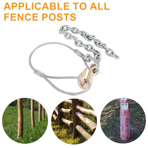 Fence Post Puller,Stump Remover Tool with Thickened 1/3-inch Galvanized Steel Wire Rope and Chain,Works with Jack or Lever to Extract the 4x4 Posts or Replace Any Broken or Rotten Fence Posts