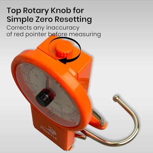 Pristis Fishing Hanging Scale, 80 LBs Fish Weight Analog Spring Hook Crane Scale Kit with Tape Measure & Non-Slip Large Handle, Portable Gear Equipment Accessory for Farm Kitchen Luggage Weighting
