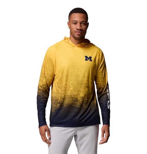 Columbia Men's Collegiate Super Terminal Tackle Hoodie - color: Um - Yellow/Collegiate Navy, size: Small