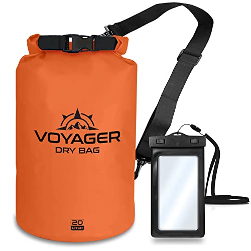 EcoGear FX Heavy Duty Waterproof Dry Bag Voyager Series – Durable Roll Top Compression Bag –Kayaking, Rafting, Boating, Hiking, Fishing and Camping - color: Orange, size: 10L