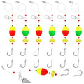 Fish Finder Rigs - 6 Pack (Size 6/0 or 8/0) with 33LB Fluorocarbon Leader - Pre-Assembled Surf Fishing Rigs with High-Carbon Steel Hooks & Oversized Float for Saltwater Ocean Fishing - size: 8/0 Double Hook-6pcs
