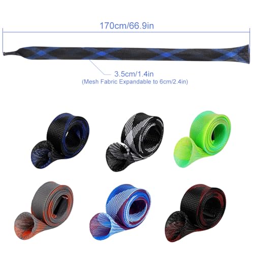 Yontree 6/12 Pack Fishing Rod Sleeve, Fishing Rod Cover Braided Mesh Rod Sleeves Socks, Fishing Pole Sleeve for Spinning/Casting/Sea/Fly Fishing Rod - color: six colors