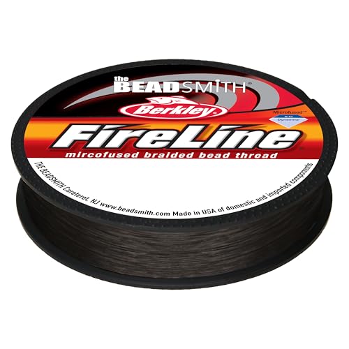 The Beadsmith Fireline by Berkley – Micro-Fused Braided Thread – 4lb. Test, .005”/.12mm Diameter, 50 Yard Spool, Smoke Grey – Super Strong Stringing Material for Jewelry Making and Bead Weaving - color: Smoke Grey, size: 4lb, .005”, 50 yard
